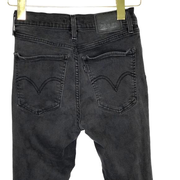 Levi's Black Mile High Super Skinny Thrashed Ankle Jeans Womens Sz 27 - Picture 4 of 8